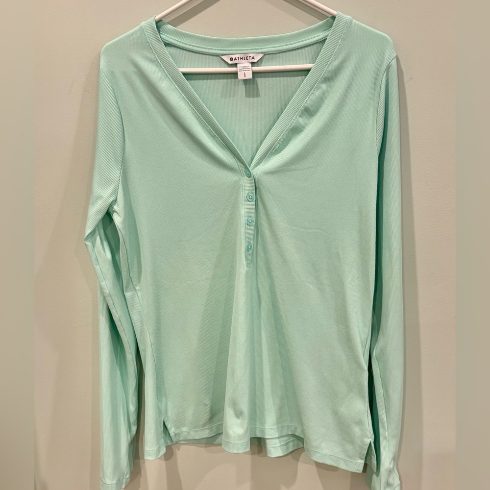 Athleta Mint Green Henley Top